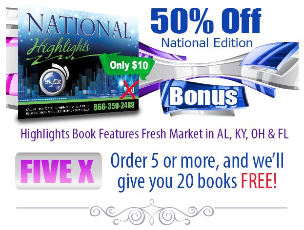 ENDS TODAY!! 2015 Enjoy the City NATIONAL HIGHLIGHTS Edition as low as $2 each! Contains the Fresh Market $5/$30!