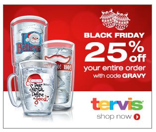 Black Friday Sale at Tervis.com ~ Save 25% on Your Entire Order with Discount Code!  Ends 11/29