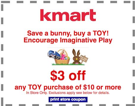 Kmart Printable Coupon for $3/$10 Toy Purchase!  Ends 4/20