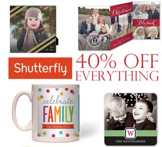 Shutterfly Sale ~ Save 40% on Your Entire Order!  Ends 4/15