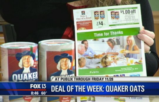 Hot Deal Shown Today on Fox! {Quaker Oats Only 50 Cents Each Canister!}