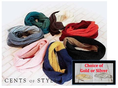 Cents of Style ~ Knit Infinity Scarf + Bangle Bracelets $9.95 & FREE Shipping! TODAY ONLY!