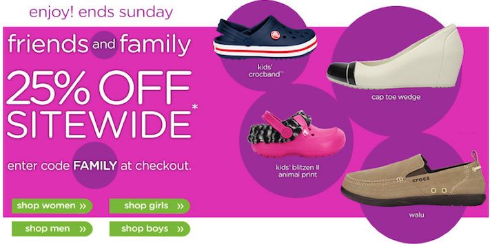 Save 25% Off Sitewide at Crocs.com!  Ends 11/23
