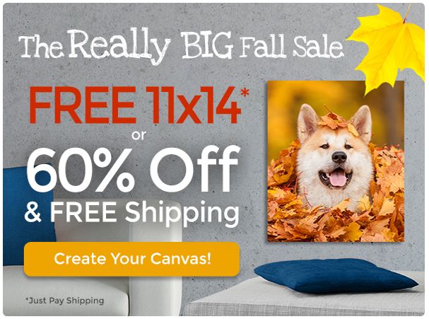 FREE Photo Canvas 11×14 or 60% Off + FREE Shipping!