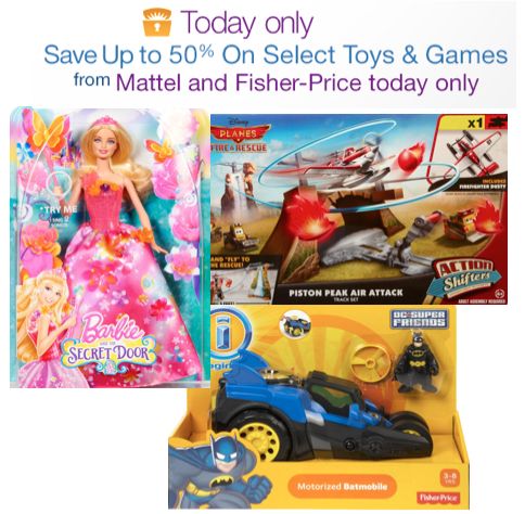 TODAY ONLY ~ Save Up to 50% on Select Mattel and Fisher Price Toys!
