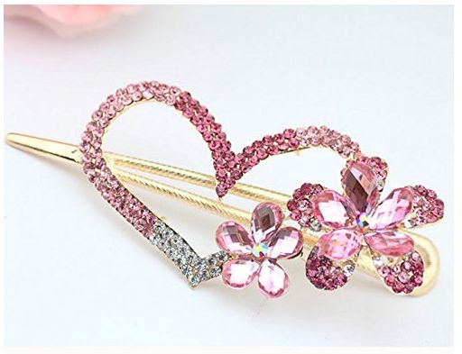 Pink Heart Crystal Hair Clip $3.45 Shipped!