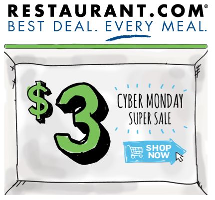 Cyber Monday Restaurant.com ~ $25 Certificate for $3!