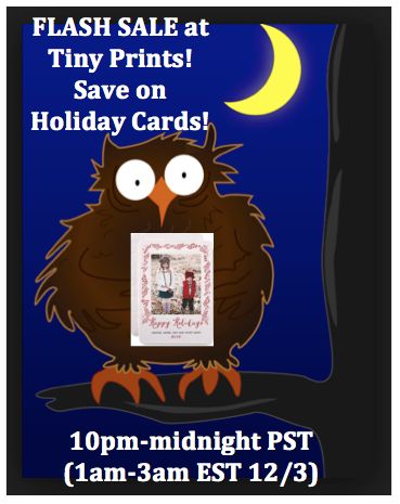 Night Owl Flash Sale at Tiny Prints ~ Save 40% + 10% + FREE Shipping on Holiday Cards