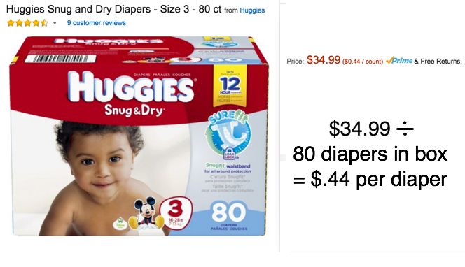 box of diapers cost