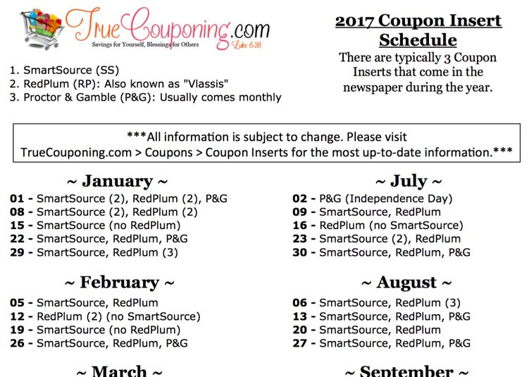 2017 Coupon Insert Schedule Featured