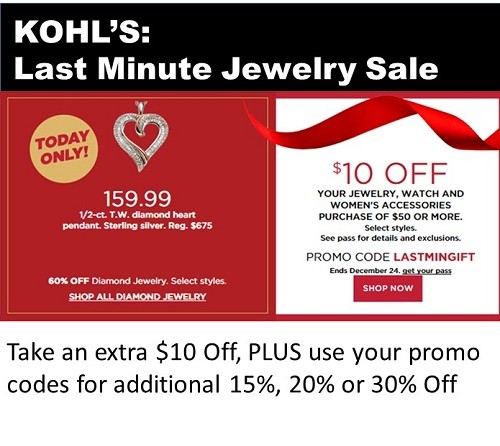 Kohl’s Last Minute Jewelry Sale 60% Off Before Discounts & Kohl’s Cash!  ~Ends 12/24