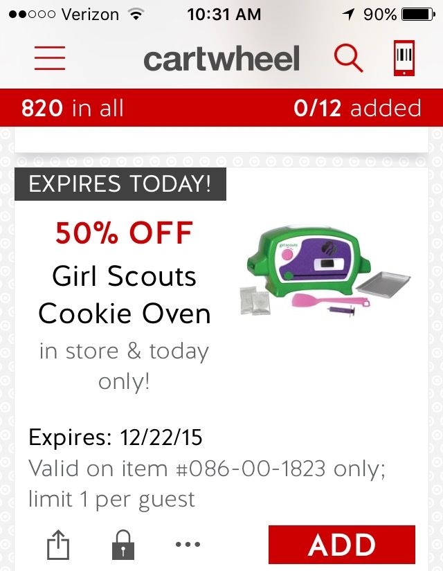 Target Cartwheel girl scout cookies oven