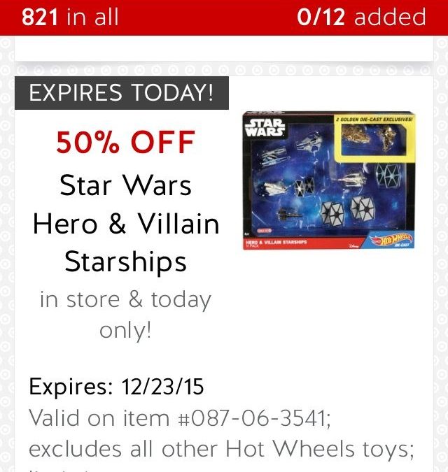 Target: Cartwheel Deal ~ 50% Off Star Wars Hero and Villain Star Ships TODAY ONLY!