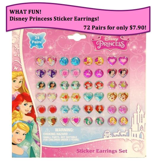 Disney Princess Sticker Earrings 72 pairs just $7.90! Ships FREE with Prime!