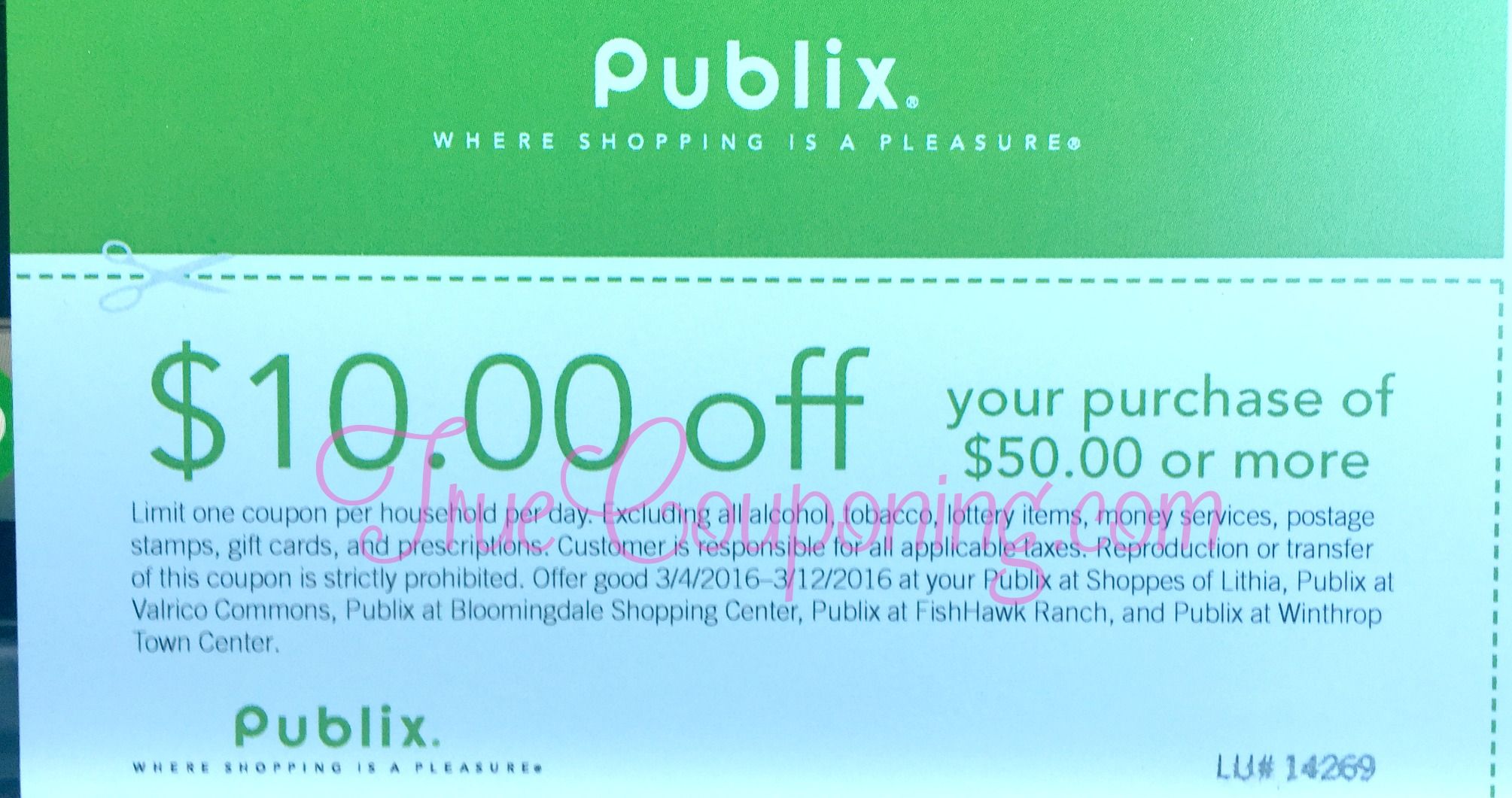 Publix Coupon $10 Off $50 in My Mailbox Today! (Select Publix STORES Listed!)
