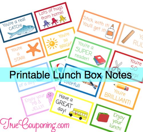 kindergarten lunch box notes free printable simple