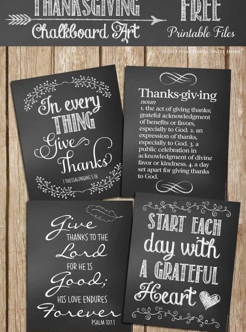 FREE Thanksgiving Chalkboard Art Printables!