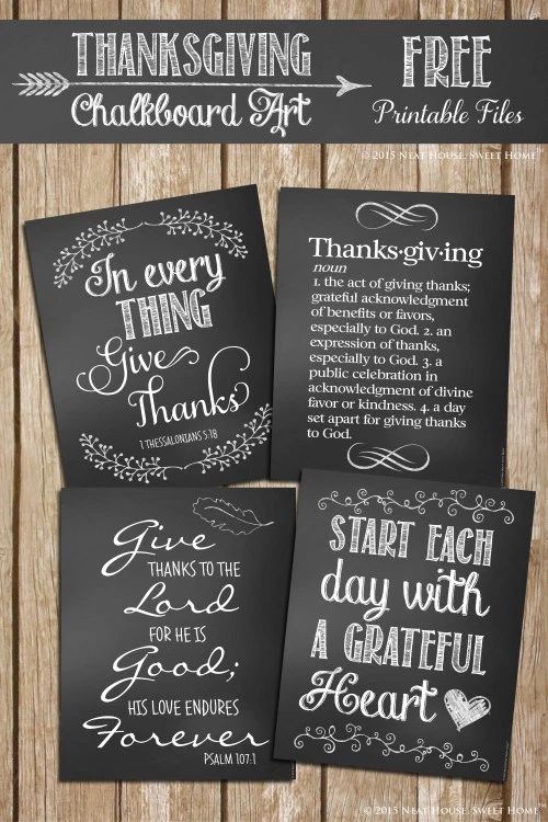 FREE Thanksgiving Chalkboard Art Printables