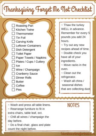 FREE Thanksgiving Printable Checklist!