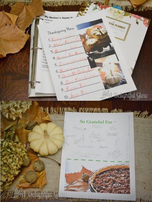 Free Thanksgiving Menu Printable and Gratitude Page Printable