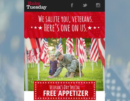 Ruby Tuesday FREE Veterans Day