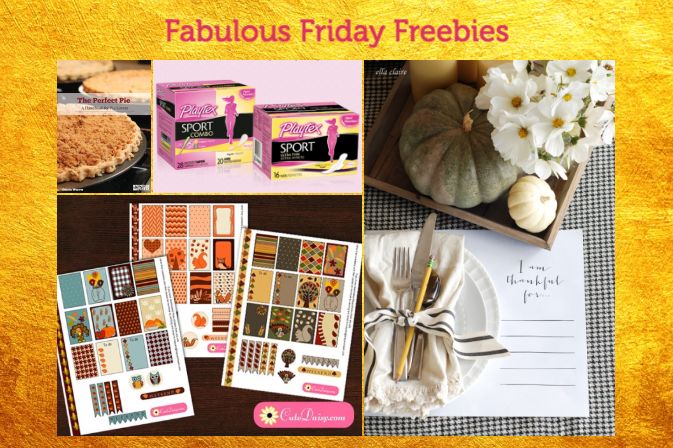 FOUR FREEbies:  Thanksgiving Planner Stickers Printable, "I am Thankful For.." Placemat Printable, The Perfect Pie eBook and Playtex Sport Products!