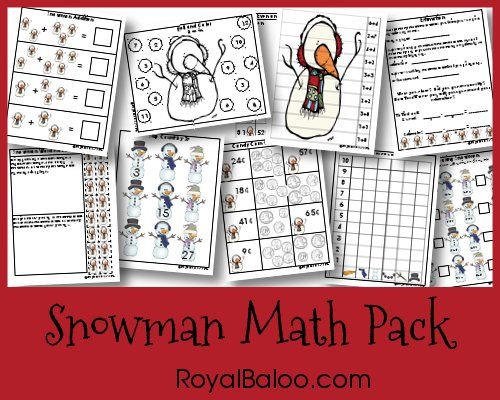 FREE Printable Snowman Themed Math Work Sheets