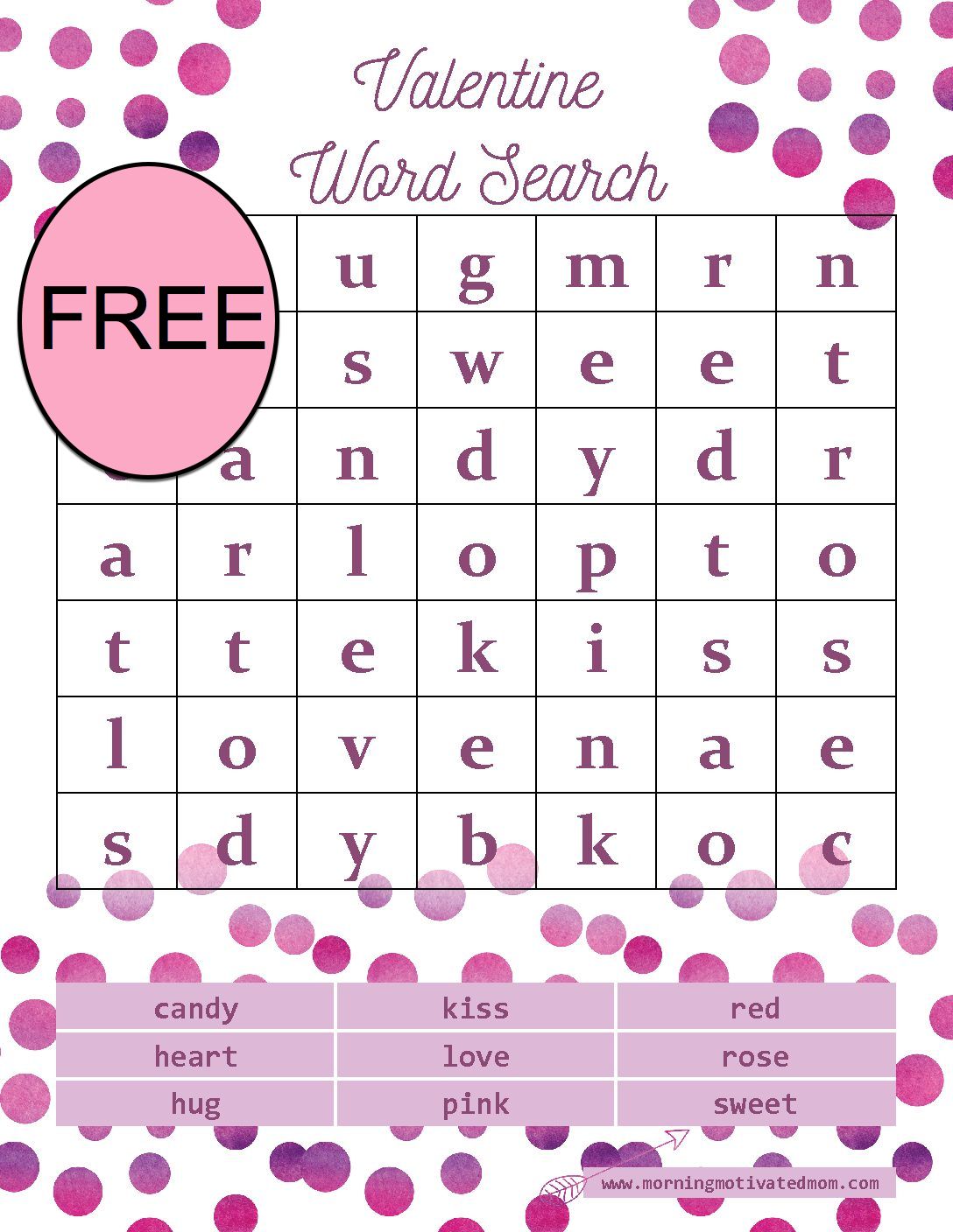 FREE Valentine's Day Word Search Printable 2-1