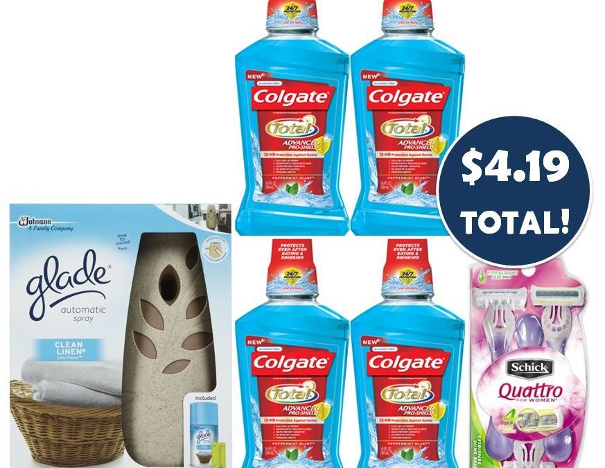 RIGHT NOW Get Almost $25 of Colgate Rinses, Glade & Schick Razors For $4.19 at Walgreens! {SIX (6) Item!}