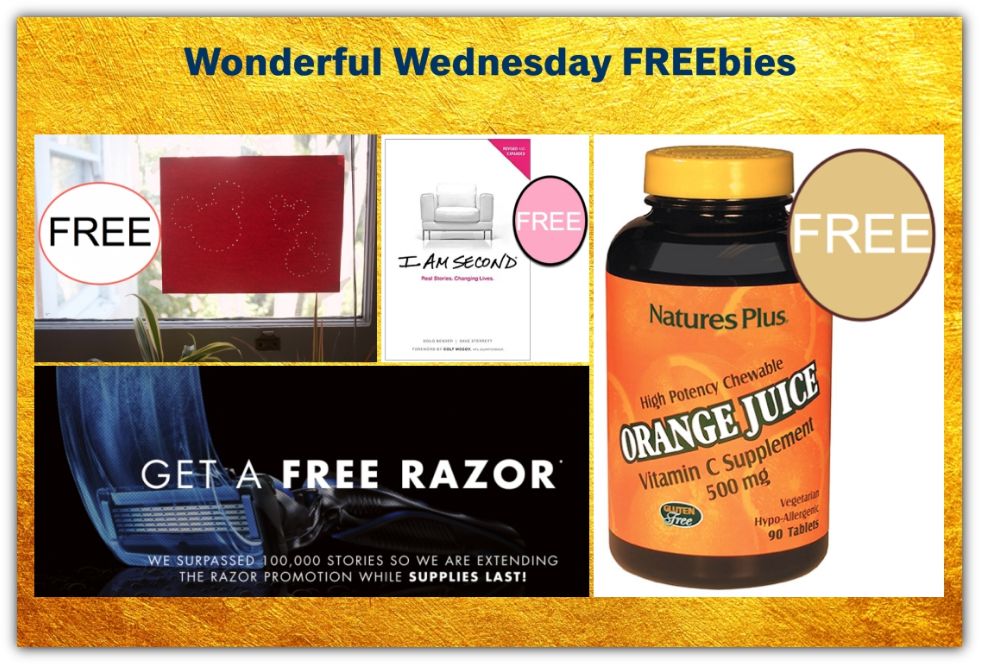FOUR FREEbies:  Gillette Razor, I Am Second Download, Nature's Plus Orange Juice Chewable Vitamin and Mickey Mouse Push Pin Art Printable!