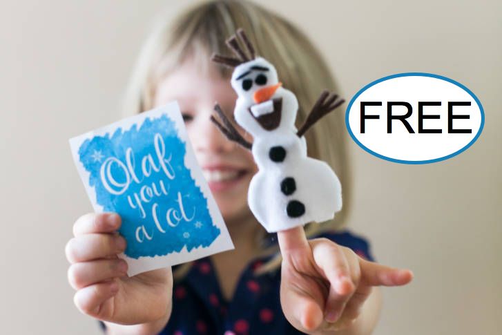 FREE Olaf Finger Puppet Valentine