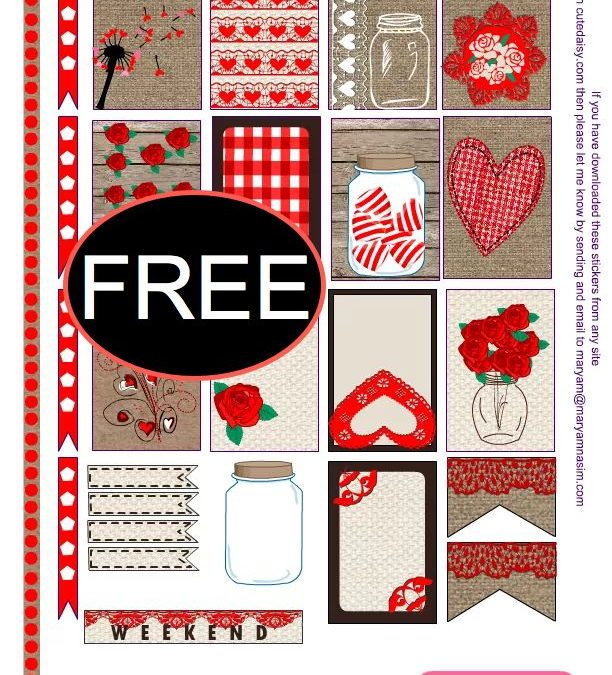 FREE Rustic Valentine's Day Planner Stickers!