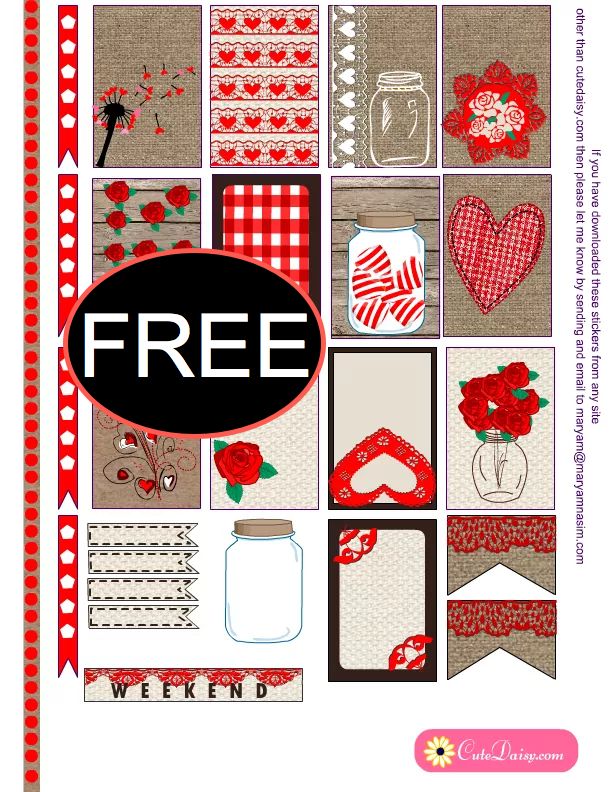 FREE Rustic Valentine's Day Planner Stickers!