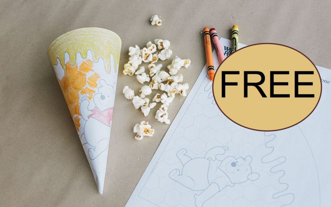 FREE Winnie the Pooh Coloring Popcorn Cone!