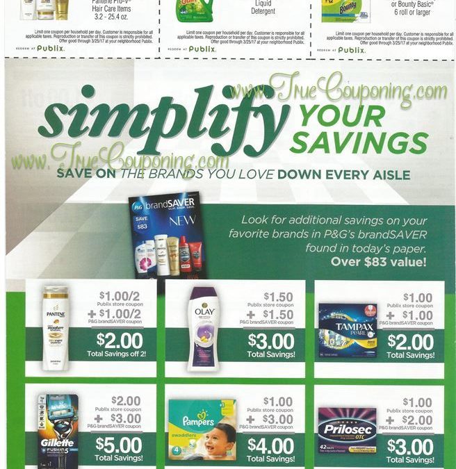 Publix "Simplify Your Savings" Coupon Insert Sheet (Valid through 3/25/17)