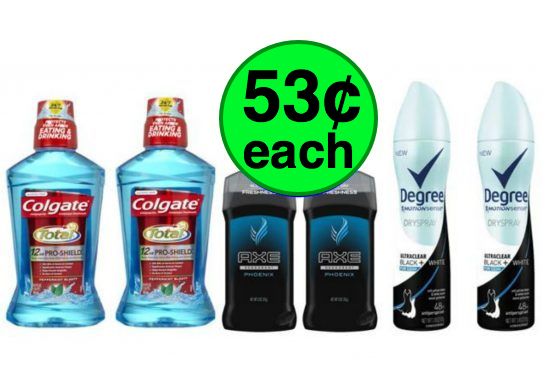 Don't Miss the $24 Worth of Axe Deodorants, Degree Dry Sprays, & Colgate Total Mouthwashes You Get This Week For $3.16 at Walgreens!
