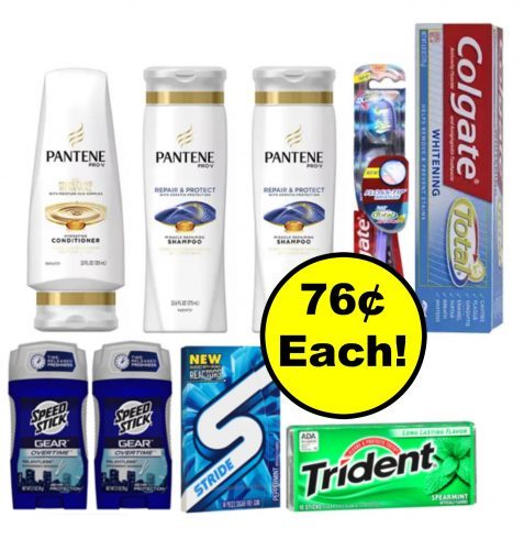 For $6.83 TOTAL, Get (2) Speedstick Deodorants, (3) Pantene Hair Care, (2) Colgate Toothbrushes or Paste & (2) Trident or Stride Gum Packs This Week at Walgreens!