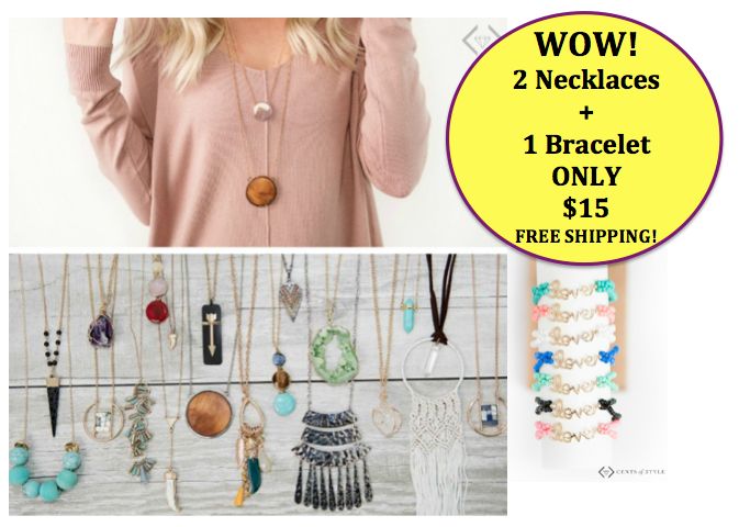 Major Jewelry Deal! TWO Necklaces + ONE Bracelet ONLY $15!  Plus FREE Shipping! TODAY ONLY 2/21!