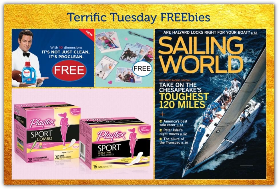 FOUR FREEbies:  Annual Subscription to Sailing World Magazine, Persil Laundry Detergent, Frozen Inspired Printable Valentines and Playtex Sport Products!