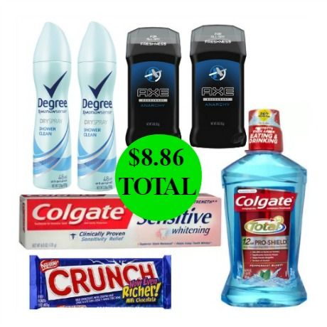 RIGHT NOW Get Over $21 of Degree & Axe Deodorants, Colgate Dental Care & Nestle Candy For Only $8.86 This Week at Walgreens!