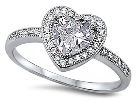 CZ and Sterling Silver Heart Ring Makes a Beautiful, Affordable Gift!