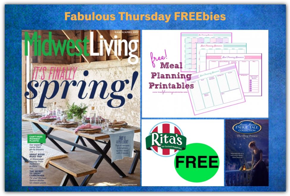FOUR FREEbies: TWO Year Subscription to Midwest Living Magazine, Rita's Italian Ice, Meal Planning Printable and The Frog Prince eBook!