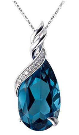 Crystal Blue Sapphire Teardrop Pendant