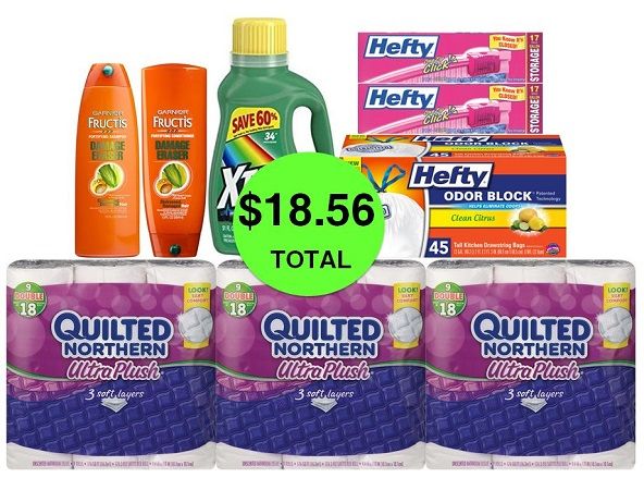 For Only $18.56 TOTAL, Get (1) Detergent, (2) Hair Care, (3) Hefty Products & (3) TP Double 9 Packs This Week at CVS!