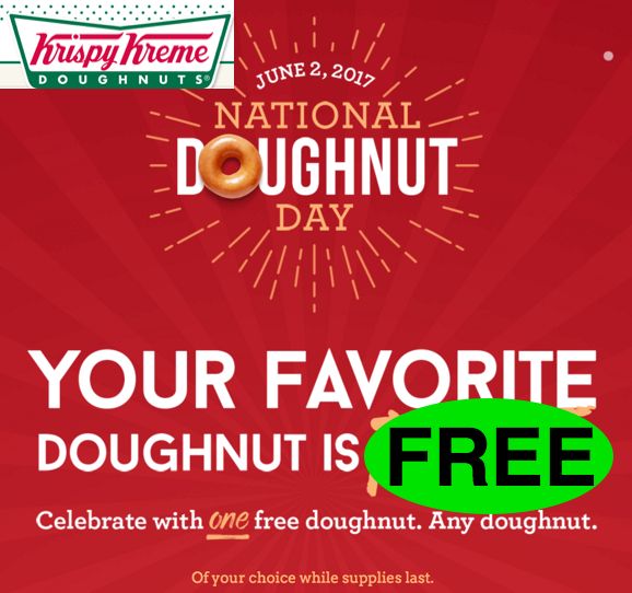FREE Krispy Kreme Doughnut on Friday, 6/2! ~That's One Week from Today!