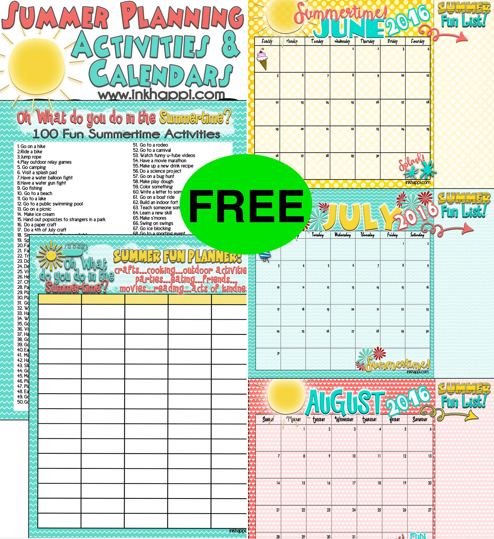 FREE Summer Activities and Calendar Printable!