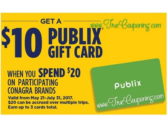 Publix "Summer Stock Up" MIR: FREE $10 Gift Card wyb $20 of Conagra Foods! (Valid through 7/31/17)