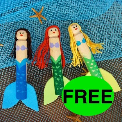 FREE Little Mermaid Clothespin Craft!
