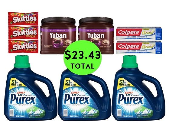 For Only $23.43 TOTAL, Get (2) Toothpastes, (2) Coffee Canisters, (3) Skittles & (3) BIG Jug Detergents This Week at CVS!