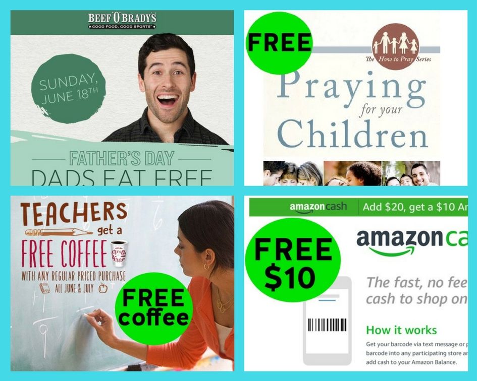 FOUR (4!) FREEbies: Meal at Beef'O'Brady's, Praying for Your Children eBoo, Coffee at Krispy Kreme and $10 from Amazon!